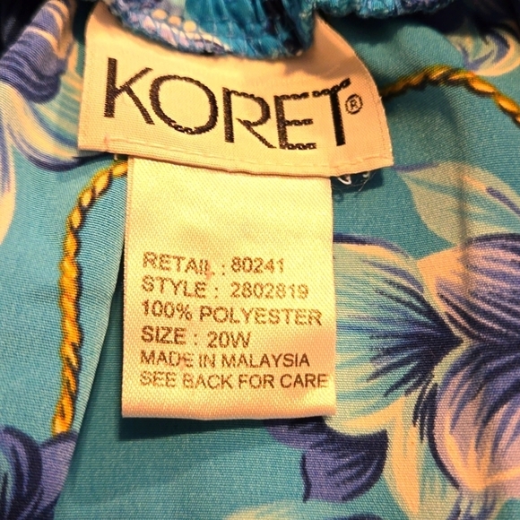 Vintage Koret Tropical Blue Floral Maxi Skirt with Flare Woman Size 20W - Picture 3 of 7